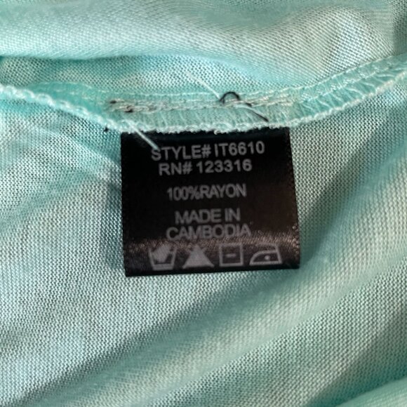 Iris Basic Aqua Sleeveless Top Medium Soft Girl Summer Coastal Minimalist Cruise - Picture 10 of 10